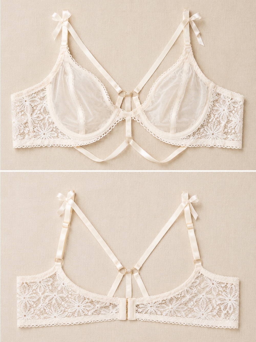 For love and lemons Sheer Lace Underwire Bra in Ivory